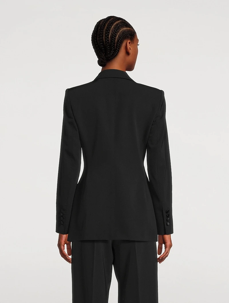 Floral Appliqué Tuxedo Jacket