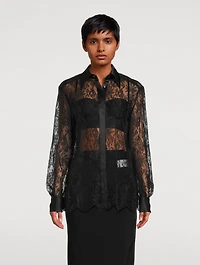 Satin-Trimmed Chantilly Lace Shirt