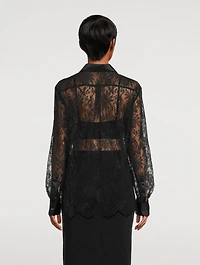 Satin-Trimmed Chantilly Lace Shirt