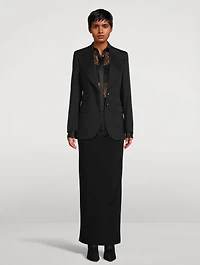Satin-Trimmed Chantilly Lace Shirt