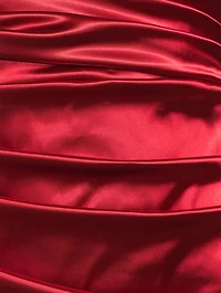 Ruched Satin Midi Dress