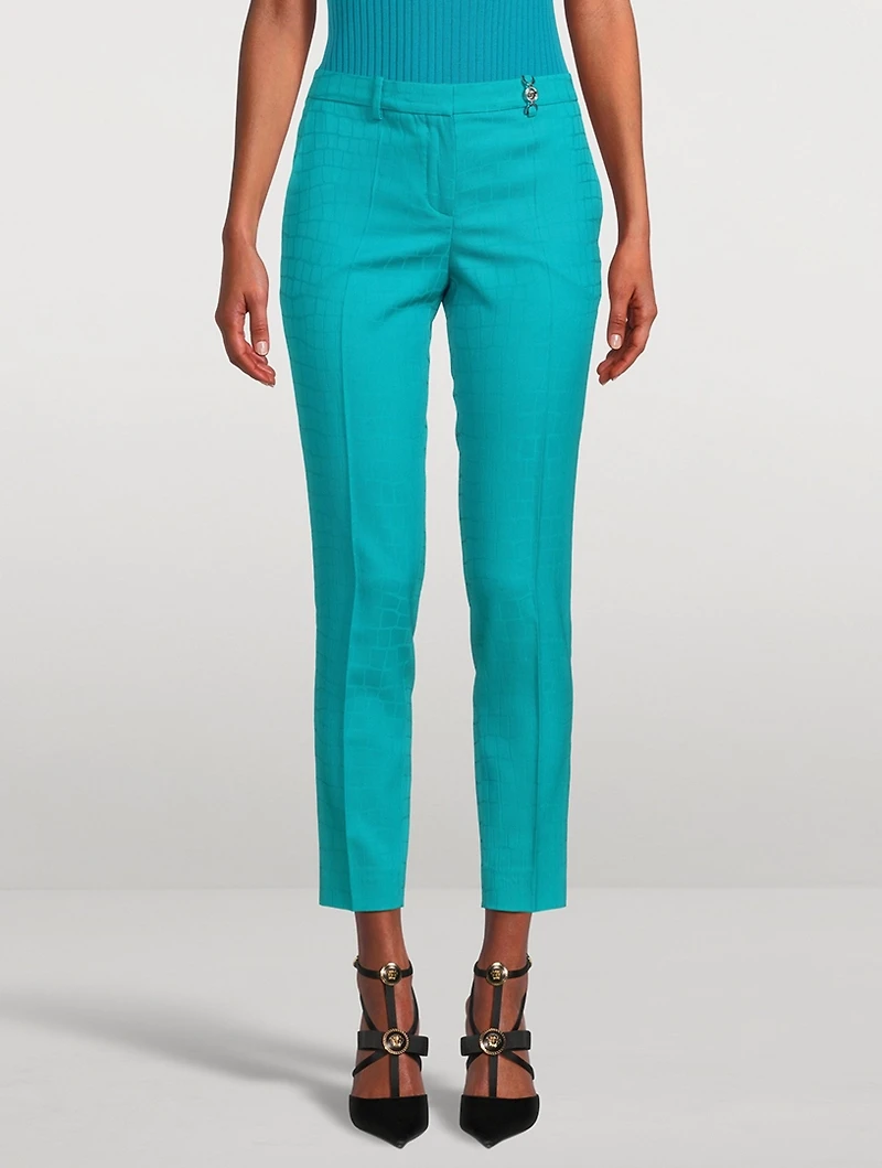 Croc Jacquard Wool Tapered Trousers
