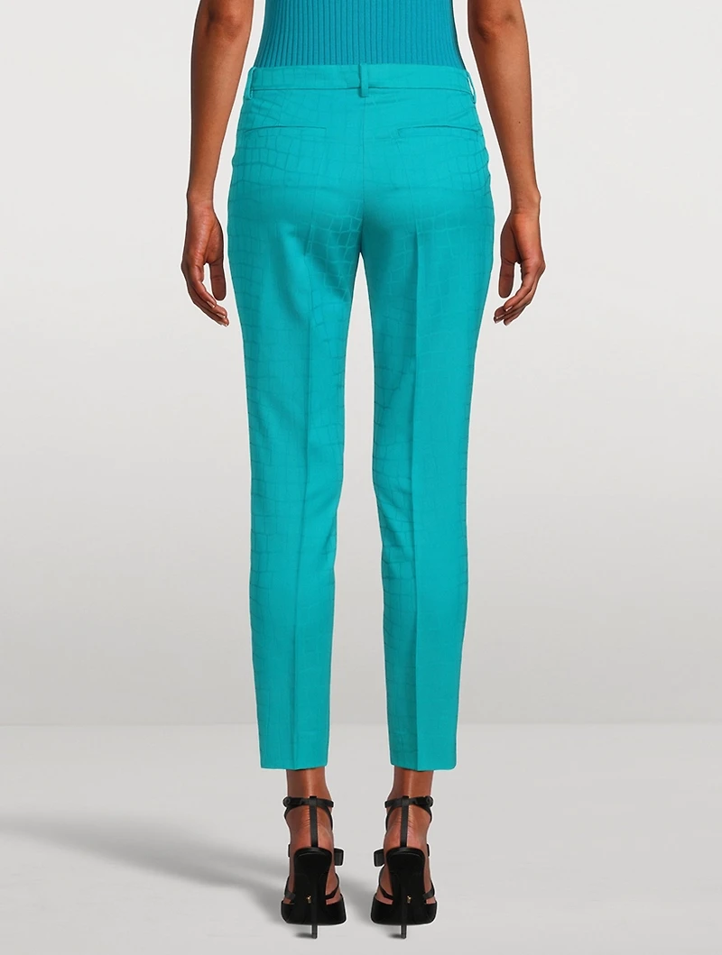 Croc Jacquard Wool Tapered Trousers