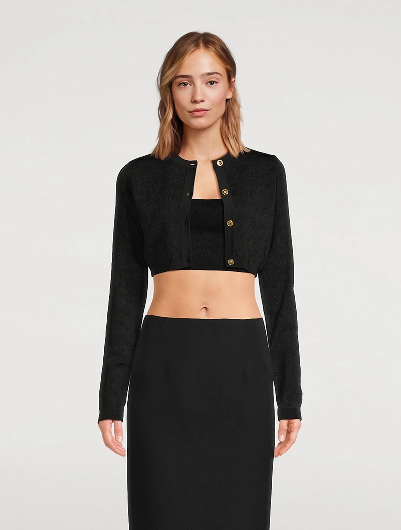 Croc Jacquard Crop Cardigan