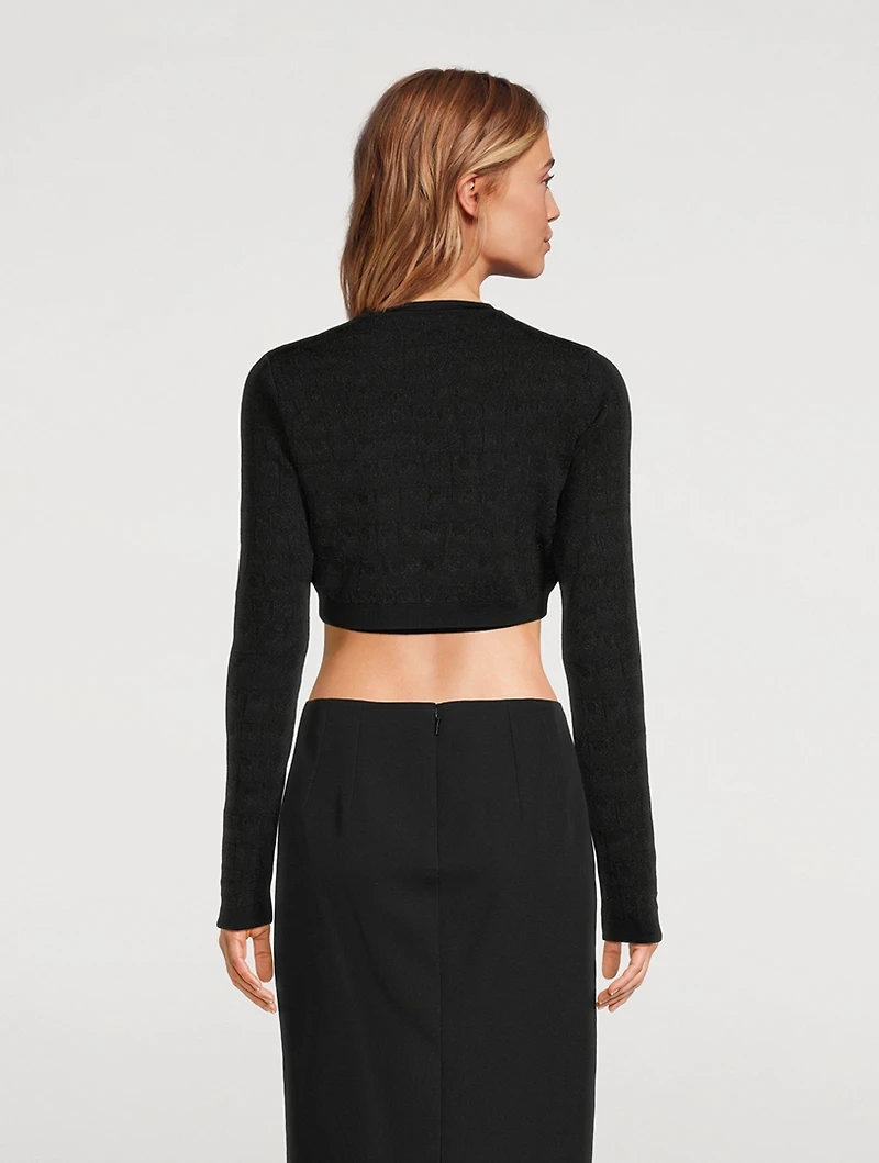 Croc Jacquard Crop Cardigan