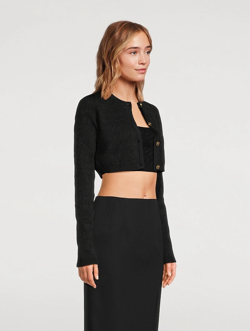 Croc Jacquard Crop Cardigan