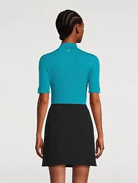 Wool Mockneck Short-Sleeve Sweater