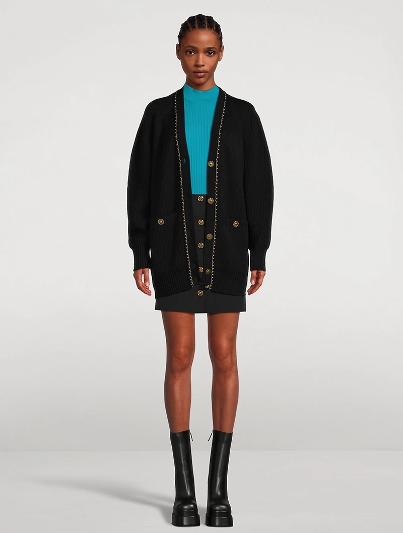 Wool Mockneck Short-Sleeve Sweater