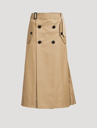 Cotton Gabardine Midi Skirt