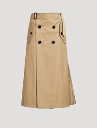 Cotton Gabardine Midi Skirt