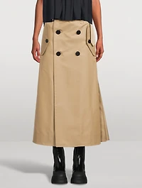 Cotton Gabardine Midi Skirt