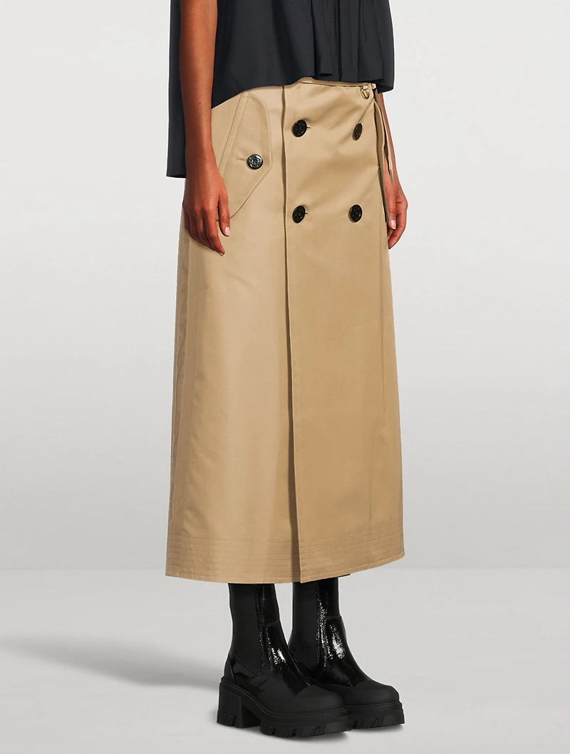 Cotton Gabardine Midi Skirt