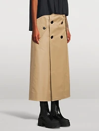 Cotton Gabardine Midi Skirt