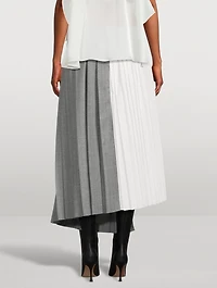 Mixed-Media Pleated Midi Skirt