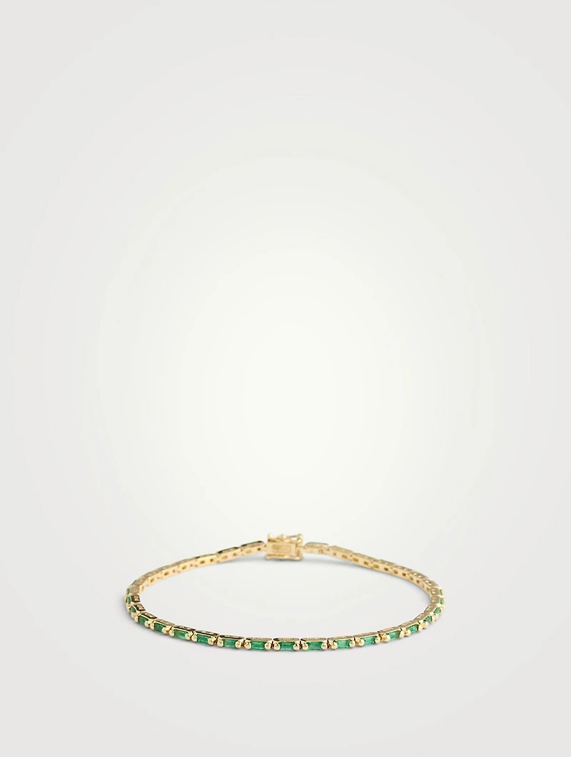 Linear 18K Gold Emerald Tennis Bracelet