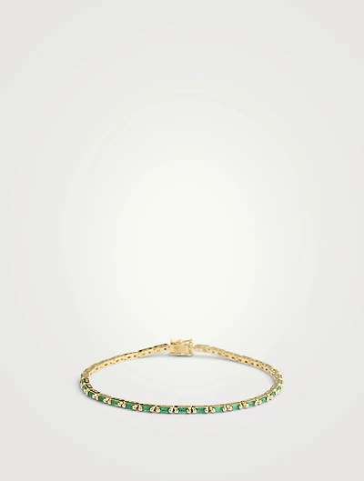 Linear 18K Gold Emerald Tennis Bracelet