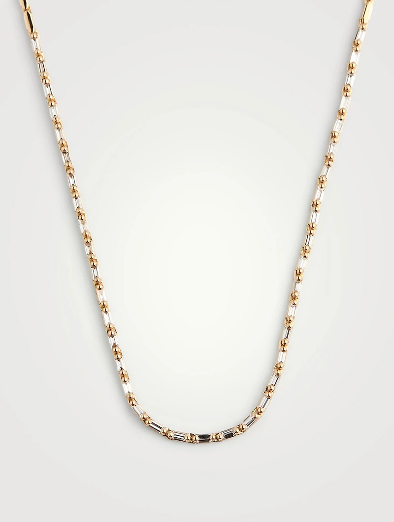 Linear 18K Rose Gold Half Diamond Tennis Necklace