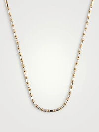 Linear 18K Rose Gold Half Diamond Tennis Necklace