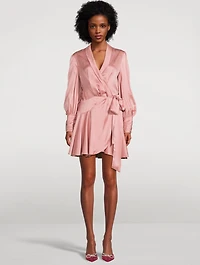 Silk Wrap Mini Dress