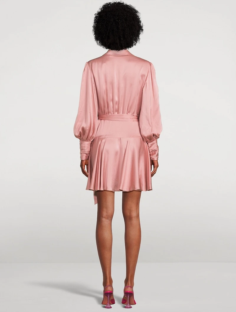Silk Wrap Mini Dress