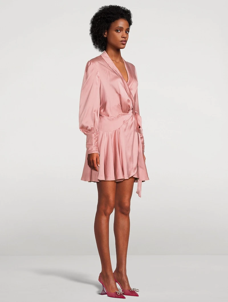 Silk Wrap Mini Dress