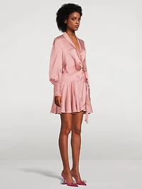 Silk Wrap Mini Dress