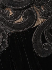 Sensory Lace-Trimmed Velvet Slip Dress