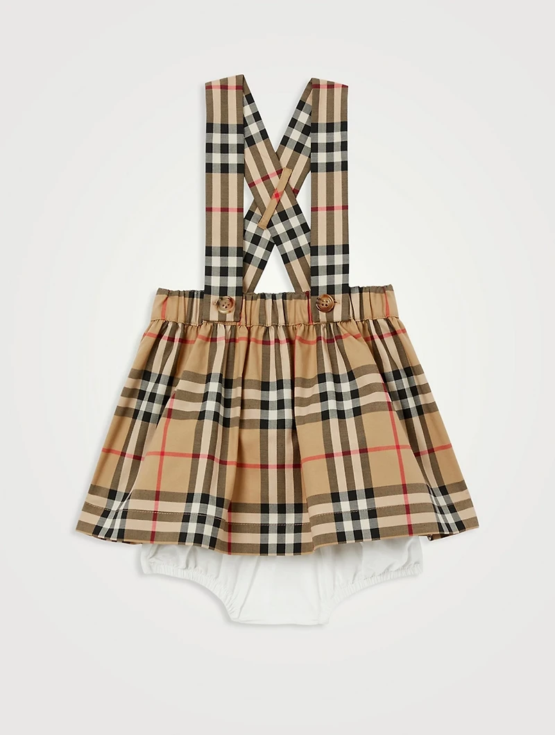 Three-Piece Cotton Check Baby Gift Set