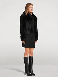 Peach Tree Shearling Bomber Jacket
