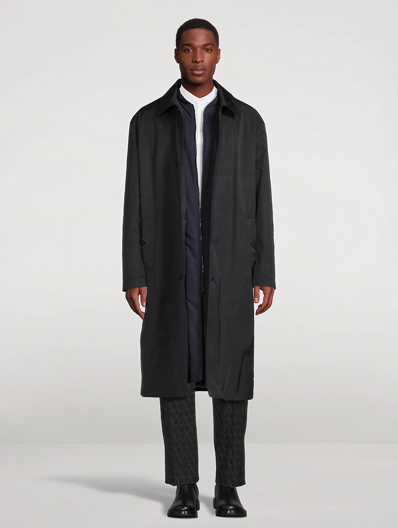 Nylon Coat With Rubberized V Detail