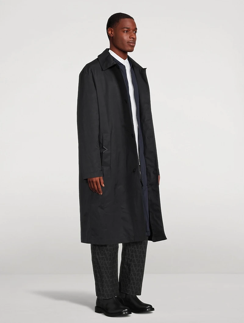 Nylon Coat With Rubberized V Detail