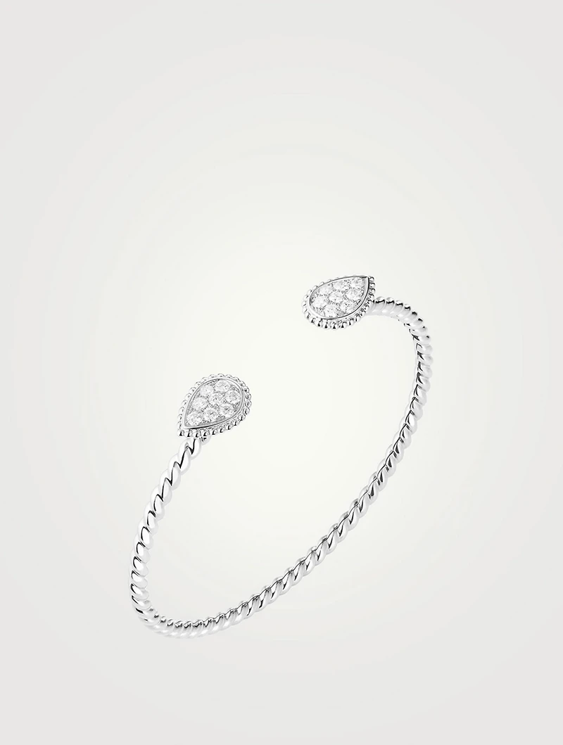 Serpent Bohème 18K White Gold Double Motif Bracelet With Diamonds