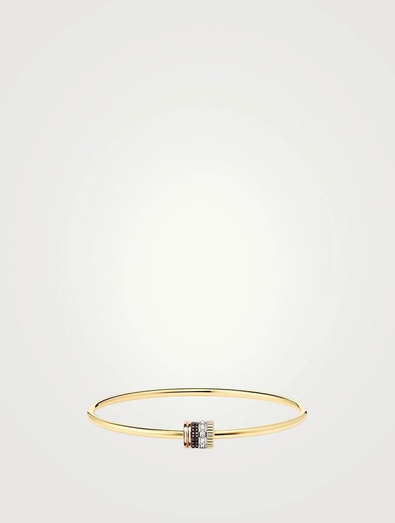 Quatre Classique 18K Gold Bracelet With Diamonds And Brown PVD