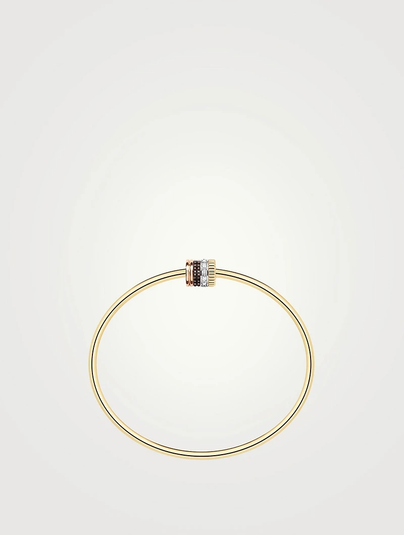 Quatre Classique 18K Gold Bracelet With Diamonds And Brown PVD