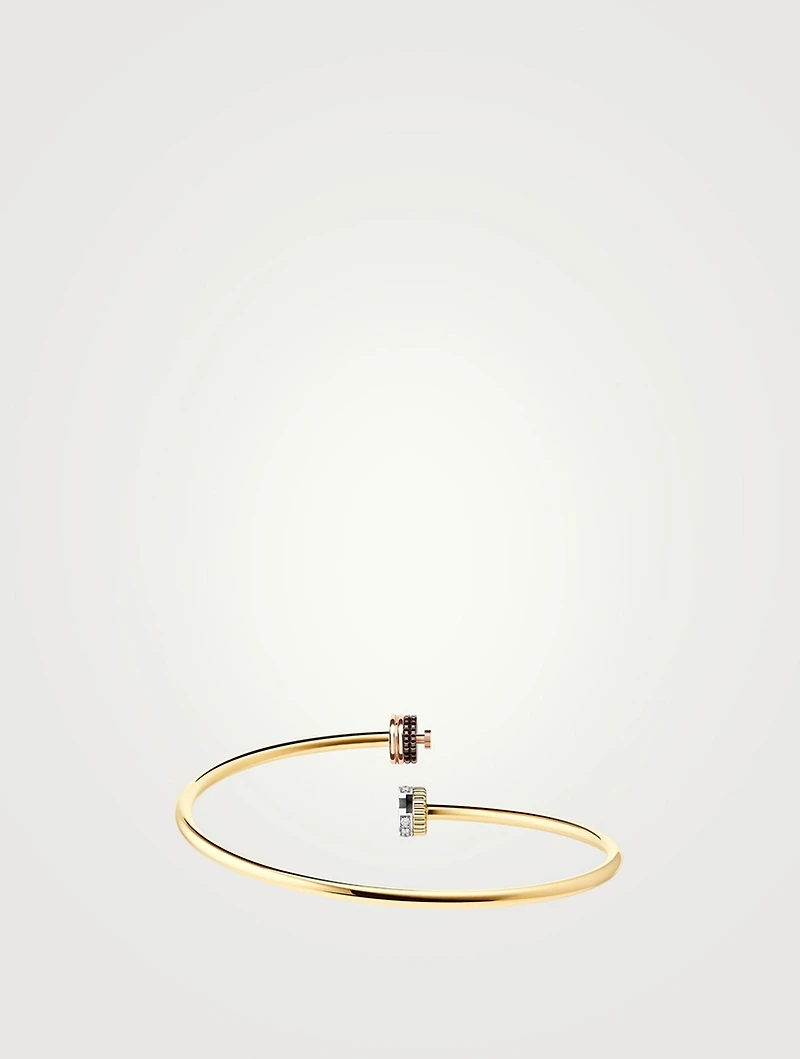 Quatre Classique 18K Gold Bracelet With Diamonds And Brown PVD