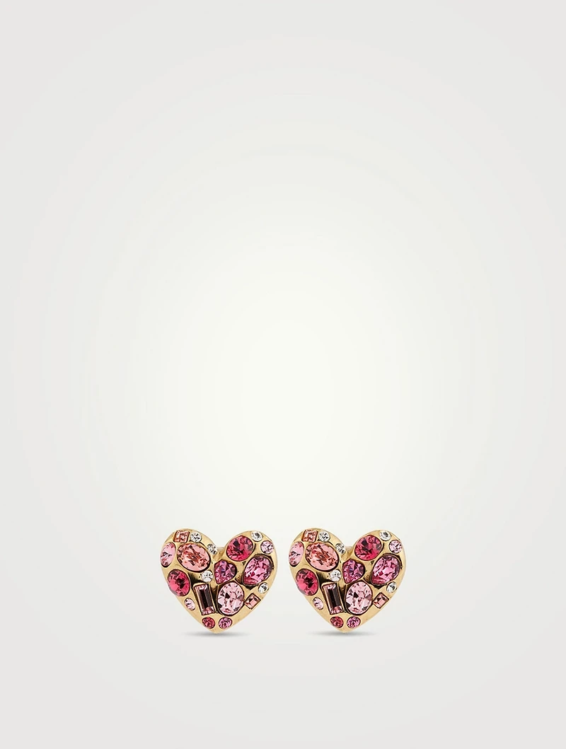 Gemstone Heart Stud Earrings