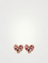 Gemstone Heart Stud Earrings