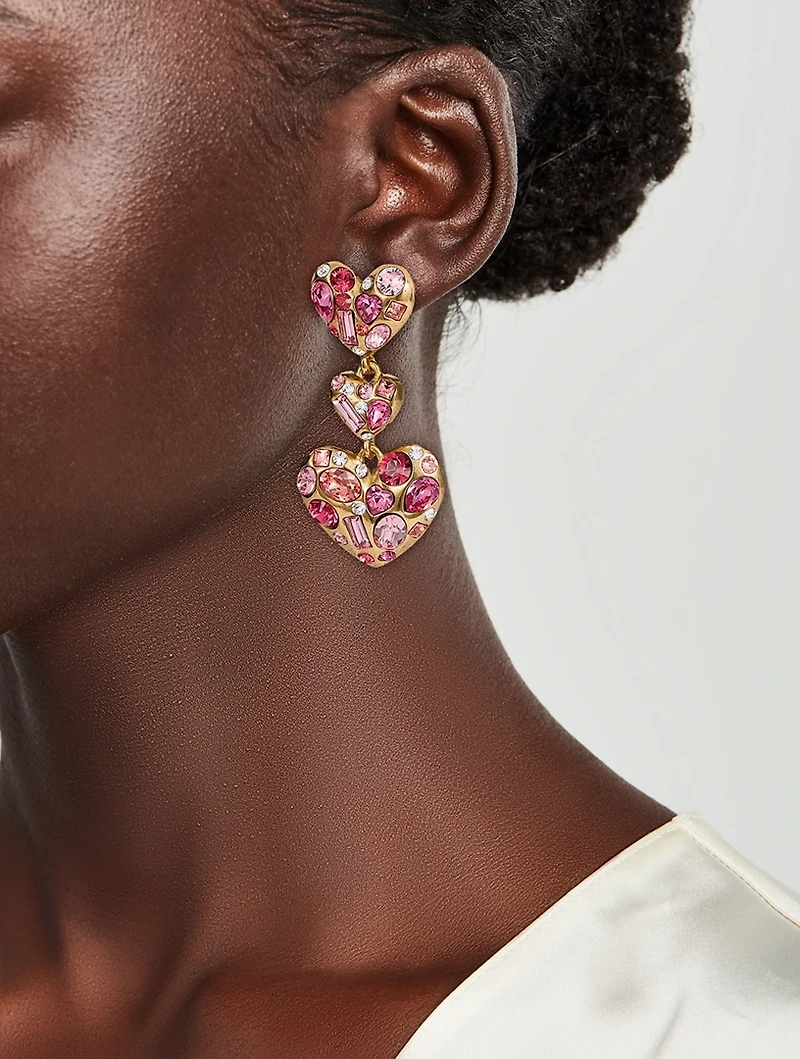Gem Heart Drop Earrings