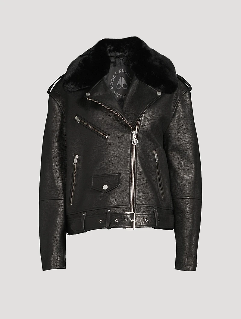 Maddox Faux Shearling-Trimmed Leather Jacket