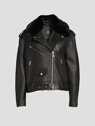 Maddox Faux Shearling-Trimmed Leather Jacket