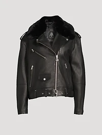 Maddox Faux Shearling-Trimmed Leather Jacket