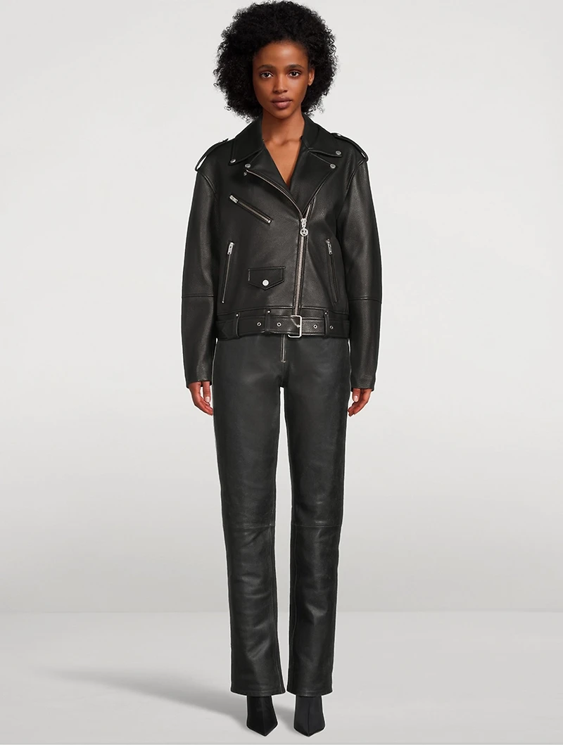 Maddox Faux Shearling-Trimmed Leather Jacket