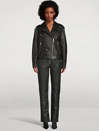 Maddox Faux Shearling-Trimmed Leather Jacket