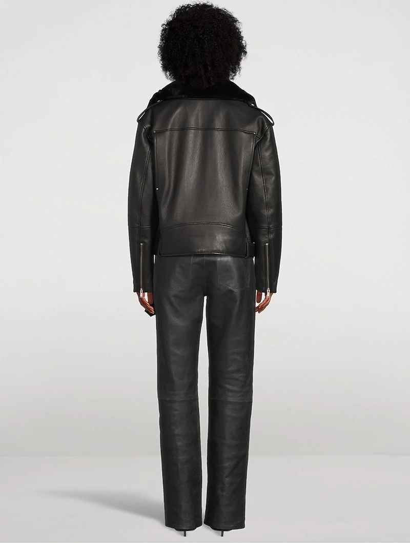 Maddox Faux Shearling-Trimmed Leather Jacket