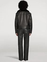 Maddox Faux Shearling-Trimmed Leather Jacket