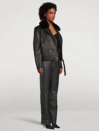 Maddox Faux Shearling-Trimmed Leather Jacket