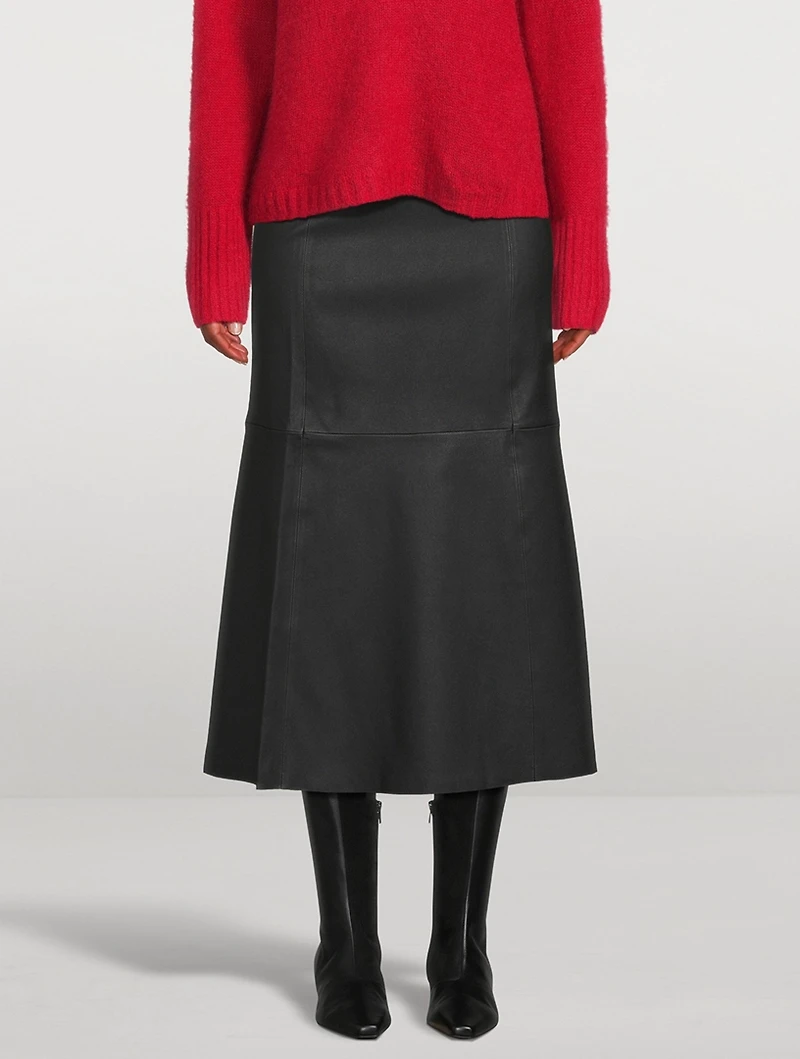 Simoas Leather Midi Skirt