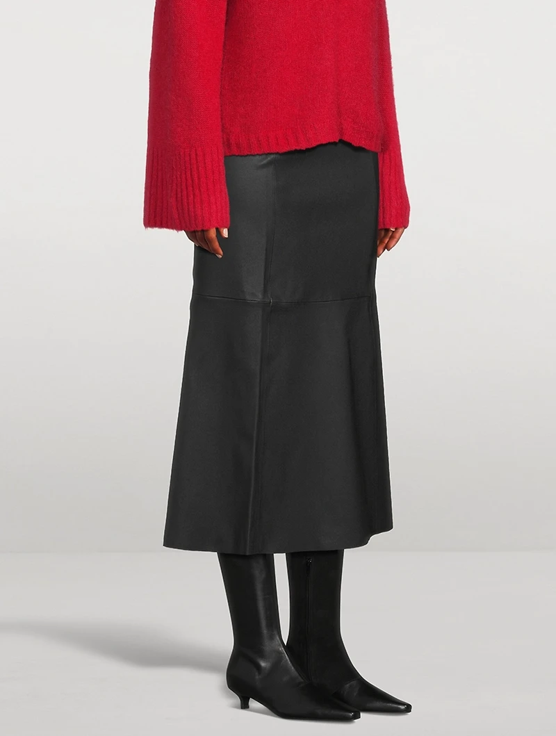 Simoas Leather Midi Skirt