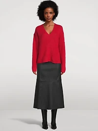 Simoas Leather Midi Skirt