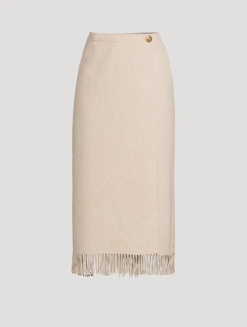 Ciarra Fringe-Trimmed Midi Skirt